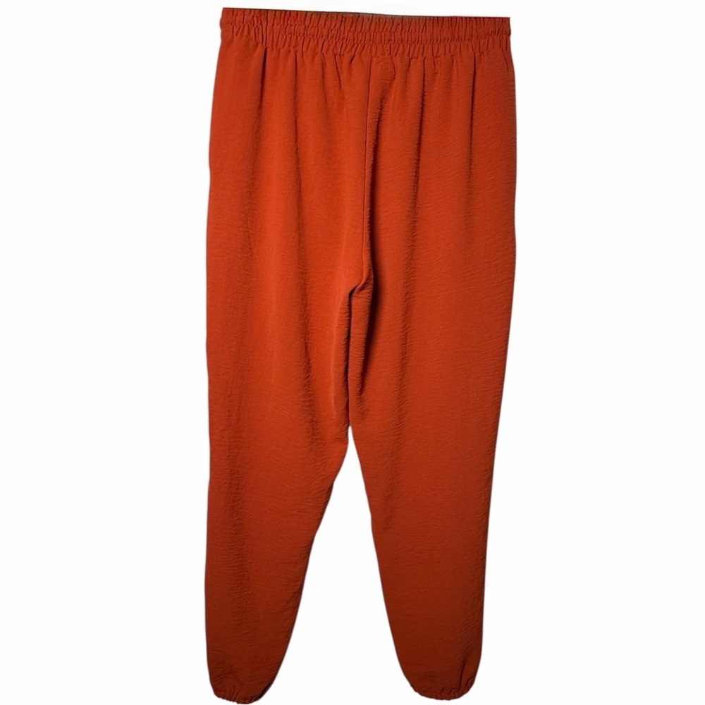 NYCC Burnt Orange Satin-Finish Joggers | Tapered High-Rise Lounge Pants Large - Picture 5 of 10